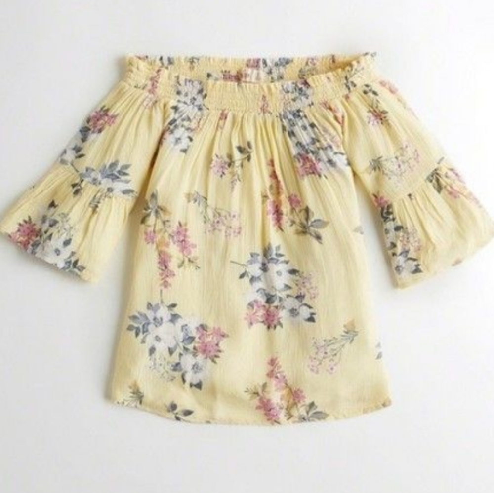 Yellow Floral Off The Shoulder Blouse